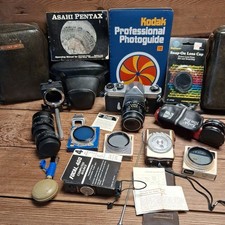 AS IS VTG Asahi Pentax Spotmatic 35mm SLR Camera Filters Flash Light Meter