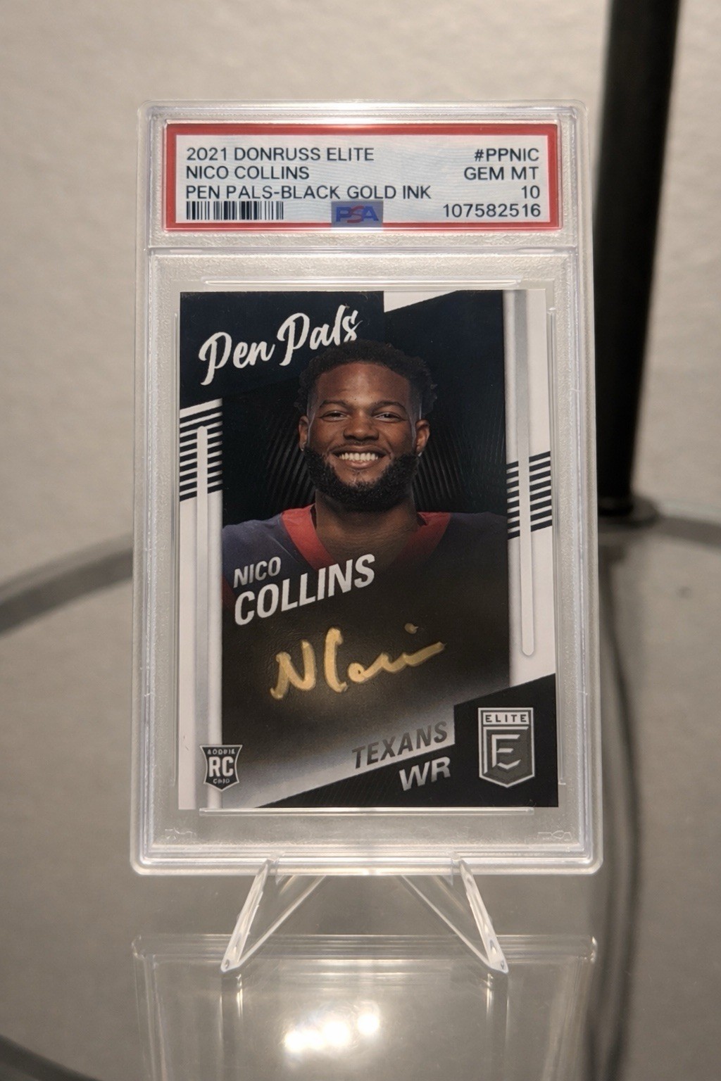 Nico Collins Panini Donruss Elite Pen Pals #PPNIC Black Gold Ink