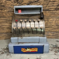 Tom Thumb Toy Cash Register- Works Vintage 1950 s Blue Metal - Secret Drawer