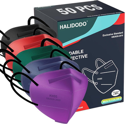 Face Mask 50 Pack Breathable 5-Layer Filter Efficiency 95%