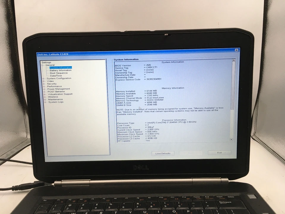 DELL LATITUDE E5420 - BOOTS TO BIOS - INTEL I7 2640M - 6GB RAM - NO OS -READ-BB - Image 2 of 4