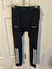 Adidas Alpha Skin Hockey Black Baselayer Pants Mens Small Protective Cup NWT $80