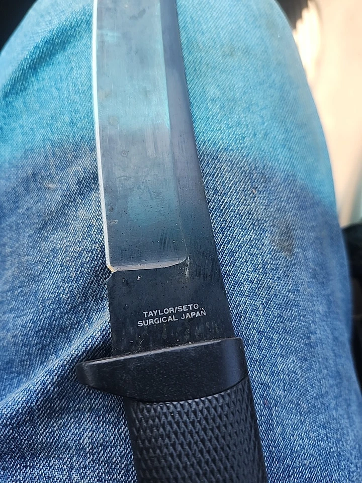 Taylor/Seto Knife 5.75 Black Stainless Steel Blade Aluminum Handle Full Tang - Image 2 of 4