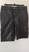 Genuine Leather Shorts - Black 36" Waist