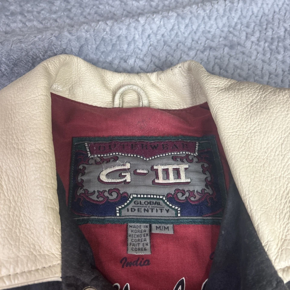 World Soccer Championship Leather Letterman Bomber Jacket Men's M Vintage 90s - Image 2 of 4