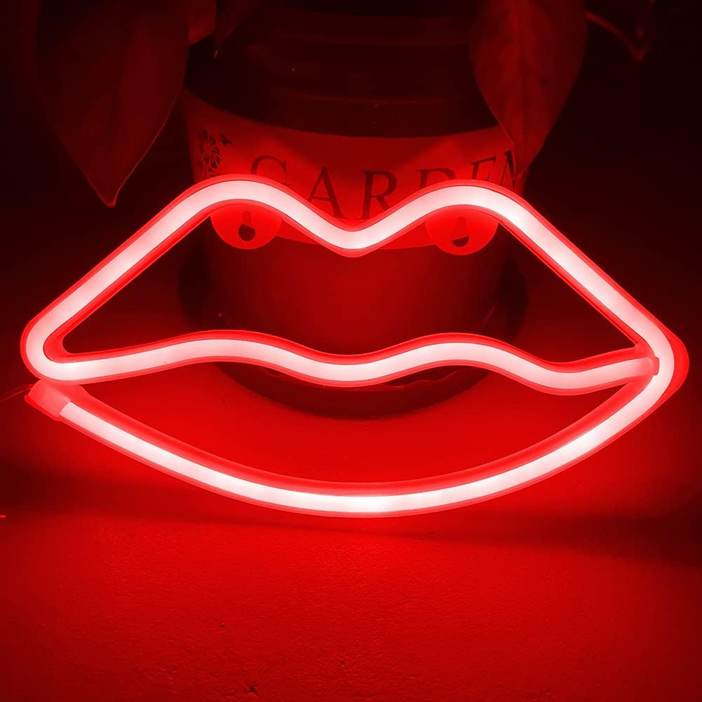 Insegna Neon Labbra LED per Feste e Party - Luce USB Rosa