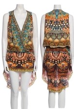 CAMILLA Dress Size 1 / 8 AU / 4 US Silk Wrap Mini High Low V Neck NEW