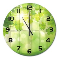 Glasuhr Wanduhr Mit FließEnden Zeigern KastanienbläTter Schwarze Zeiger Fi60 Cm