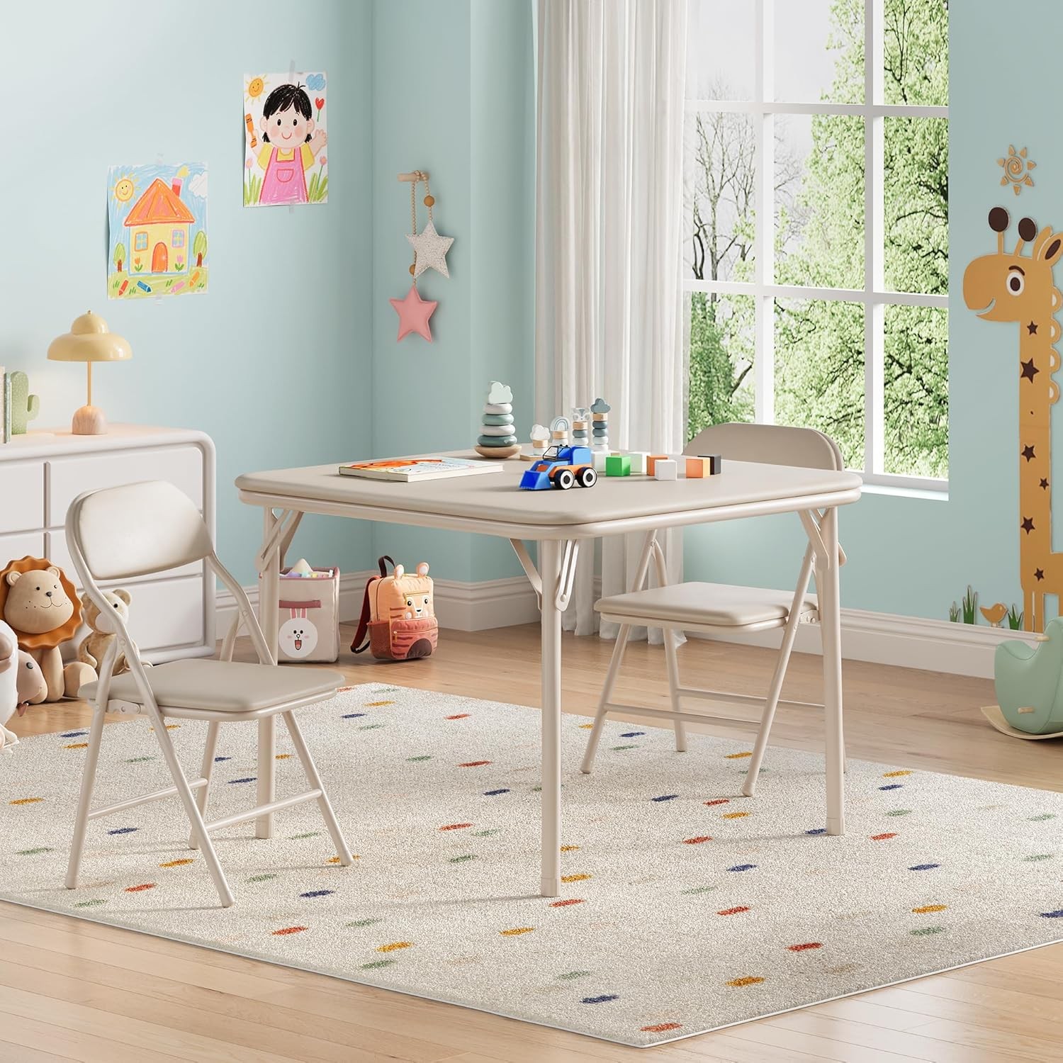 Folding Child Activity Table & Chairs Set for Daycare, Classroom & Dining Room