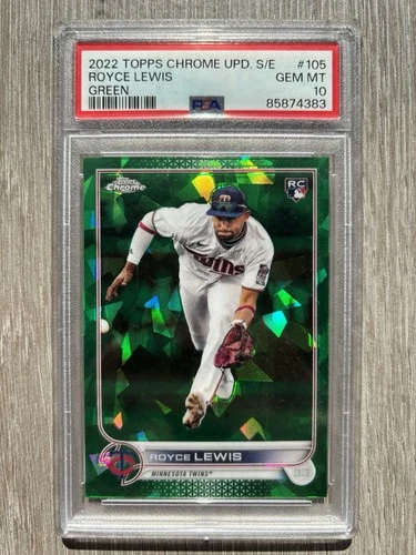 Royce Lewis 2022 Topps Chrome Update Sapphire Green Parallel 08/75 #US105 PSA 10