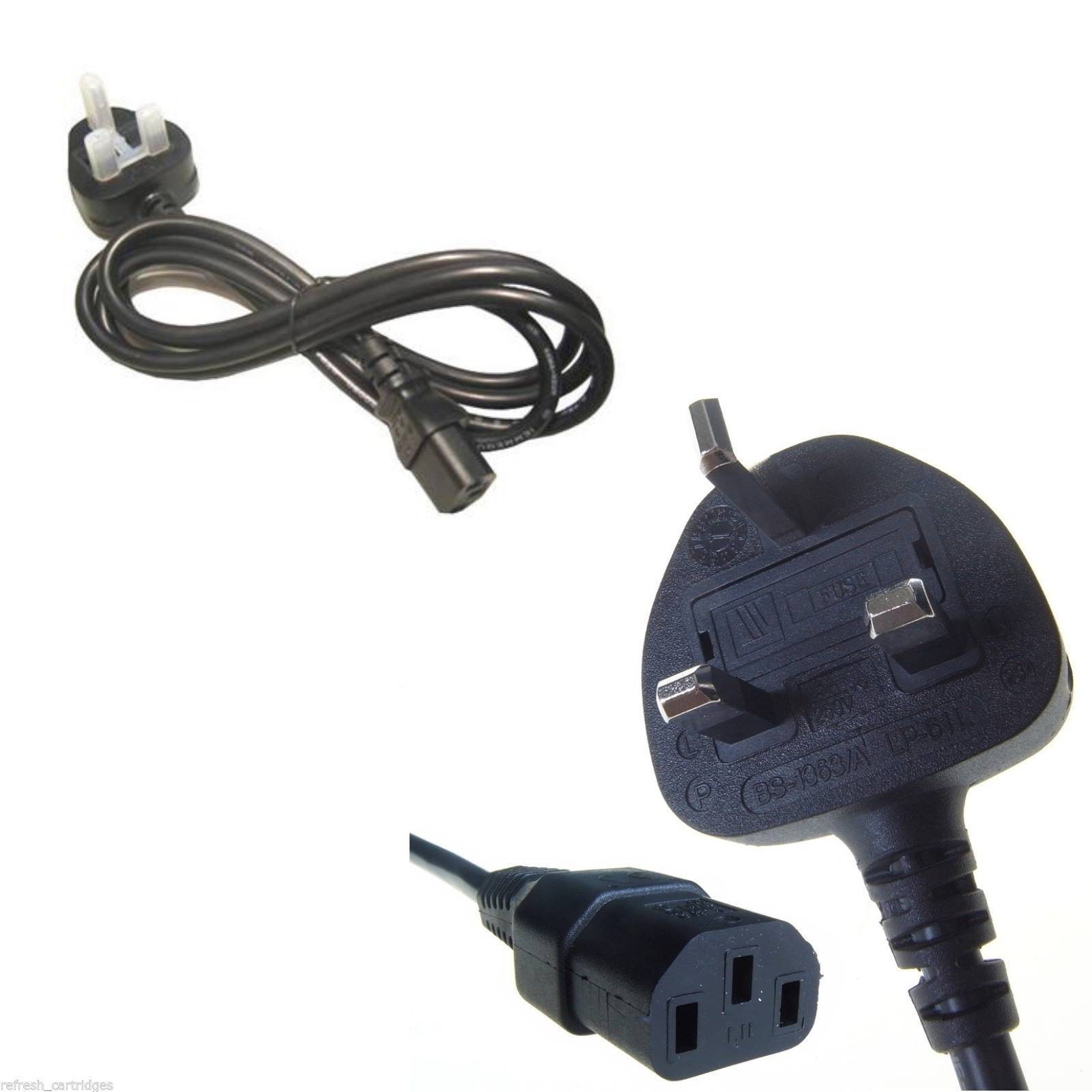 1.8 Metre IEC Mains Power Cable Monitor PC Kettle Lead 3 Pin Plug Black