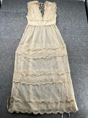 Free People Luna Ivory Lace Maxi Dress Tie Sides Size S | eBay