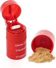 Pill Crusher Cutter and Grinder Cut and Crush Combo with Drinking Cup, Storage,