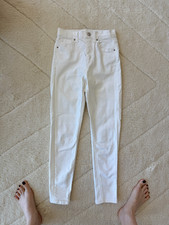 Topshop High Waisted Ankle Grazer Jeans White Super Stretchy Skinny Size 26