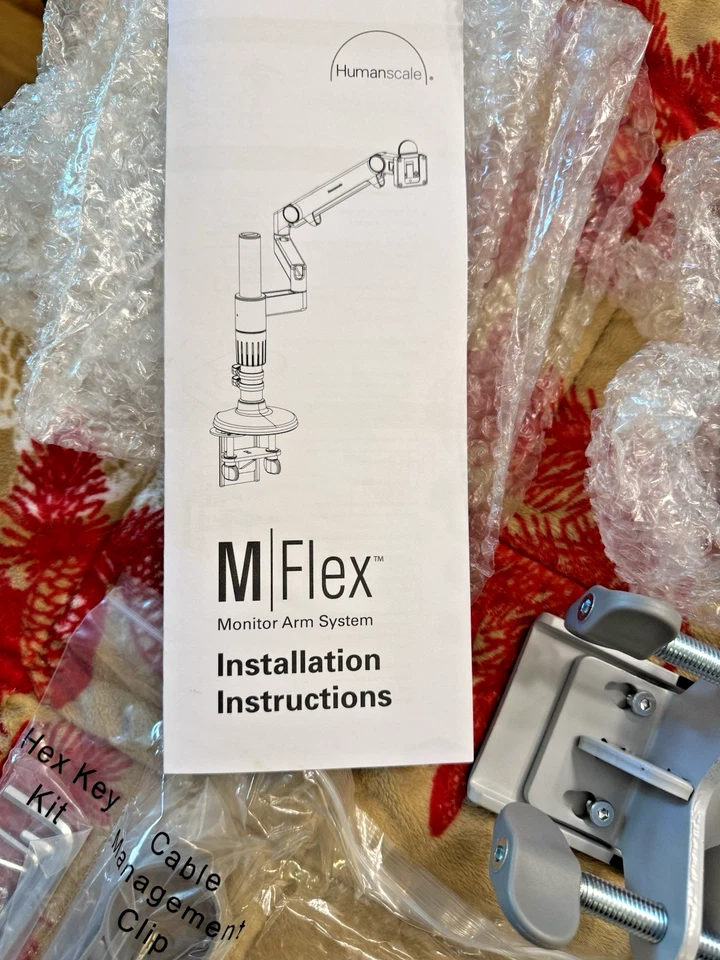 Humanscale M-Flex M2 Monitor Arms~Silver/Gray for 2 Monitors, NEW IN BOX - Image 4 of 4