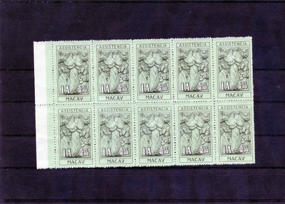 MACAO Sc RA14(SG C468)(MI Z 15)(*)VF NO GUM ISSUE BLOCK X 10 $40