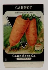 1920's CARD CO. CARROT DANVERS LITHO SEED PACKET ~RARE~