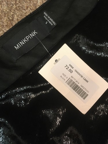 NWT Mink Pink Shadow Cami Velvet V Neck Top, Black, S - Picture 3 of 4