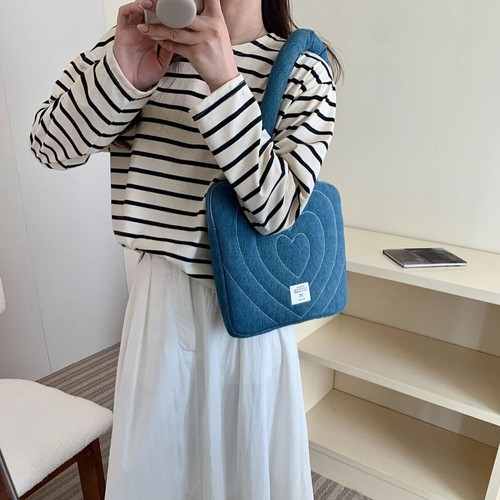 Embroidered Computer Bag Washed Denim Portable PC Bag Fashion Briefcase Cover - Bild 9 von 14