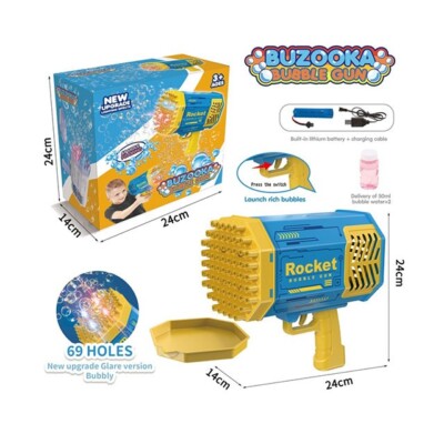 TikTok Rocket Bubble Machine Gun with Colorful Lights 12000 Bubbles Per Minute