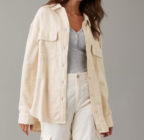American Eagle Women Oversized Fleece Shacket - Small (runs big)