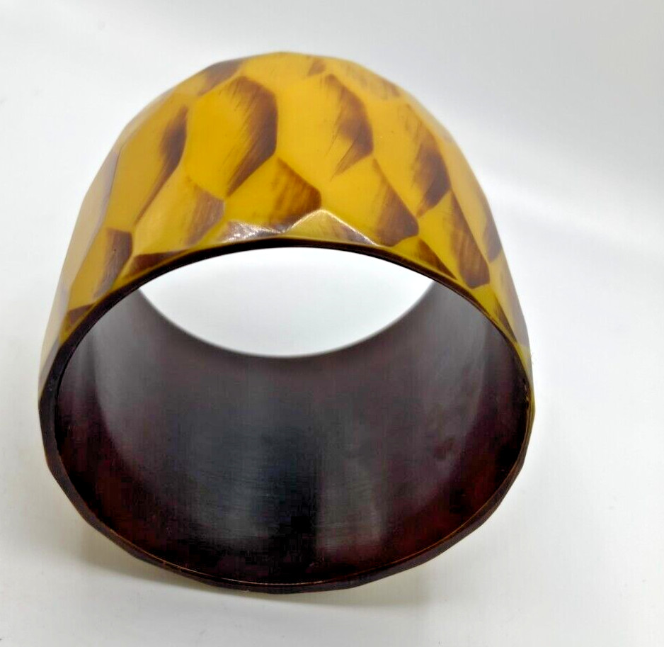 Vintage Yellow Python Print Bangle - image 3