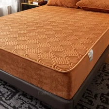 Luxury Short Plush Thicken Quilted Mattress Cover Warm Soft Quilting Bed Cover