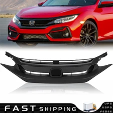 Fits For 2019-2021 Honda Civic Sedan Bumper Black Front Upper Mesh Grille Grill