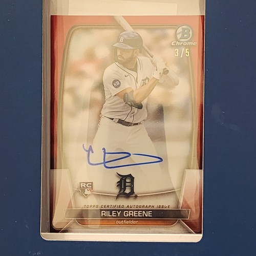 2023 Bowman Chrome Riley Greene Red Refractor AUTO RC 3/5 TIGERS