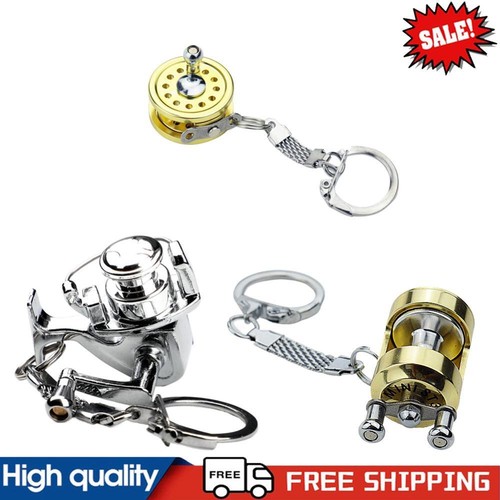 1 Stück Legierung Schlüsselanhänger kreative Miniatur Trolling Rollen Trommel Rad Schlüsselanhänger Metall