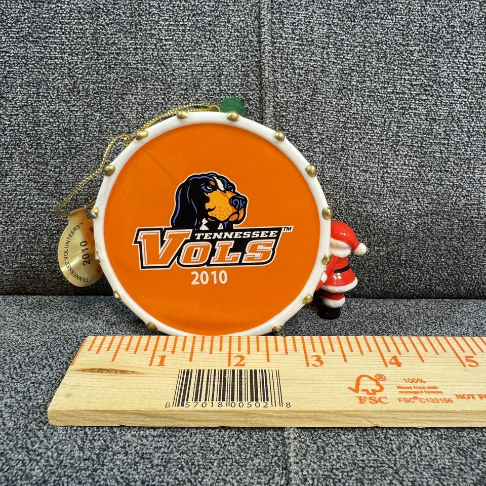 Tennessee Volunteers 2010 Christmas Drum Danbury Mint Ornament Santa Smokey NCAA - Image 3 of 4