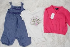 BABY GAP OUTFIT LOT Cardigan Sweater + Romper + Bodysuit Baby Girls Size 6-12M