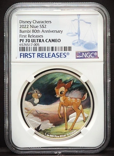 2022 NIUE $2 1oz Disney Characters Bambi 80th Anniversary NGC PF70 UC