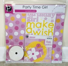 BIRTHDAY PARTY GIRL THEMED SCRAPBOOK SHEETS STICKERS PUNCH OUTS 12 X 12 SET