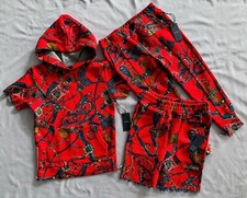 NWT HAUS OF JR BOYS HOODED BRIDLE PRINT HOODIE PANTS SHORTS 3PC SET SZ 5 - 6 T