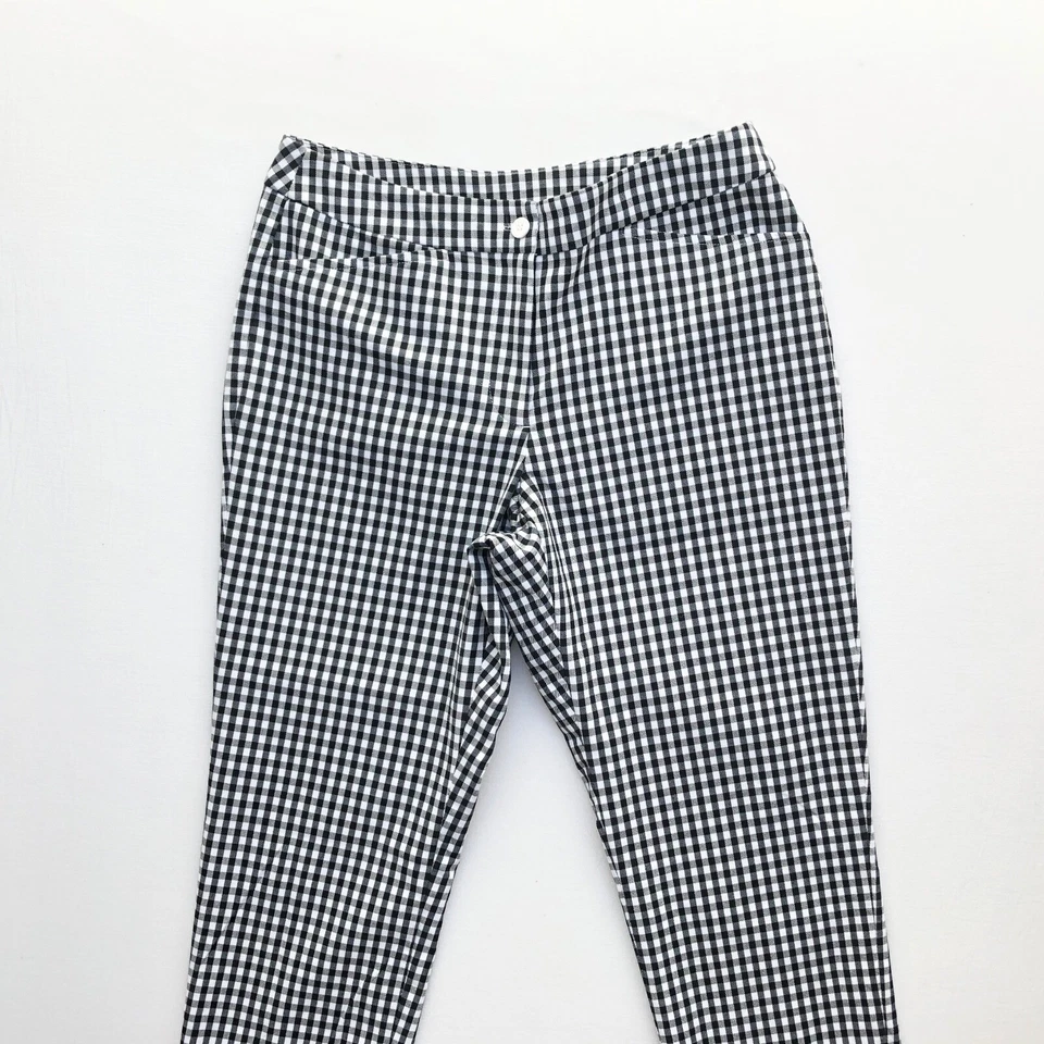 Pantalones capri Y2K años 2000 Appleseed's clásicos preppy negro blanco a cuadros guinga M 8P Foto 2 de 4