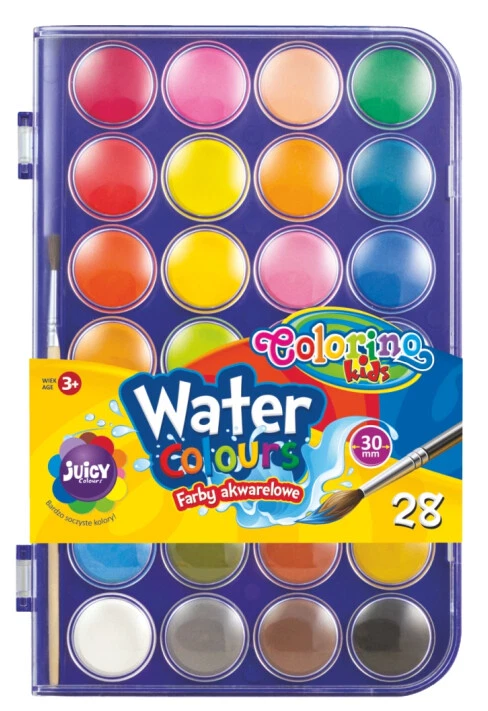 28 Farben Colorino Aquarellfarben Deckfarbkasten Wasserfarben Malkasten + Pinsel