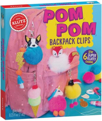 Klutz Pom-Pom Backpack Clips 6 Charms & Sewing Kit - FREE SHIPPING