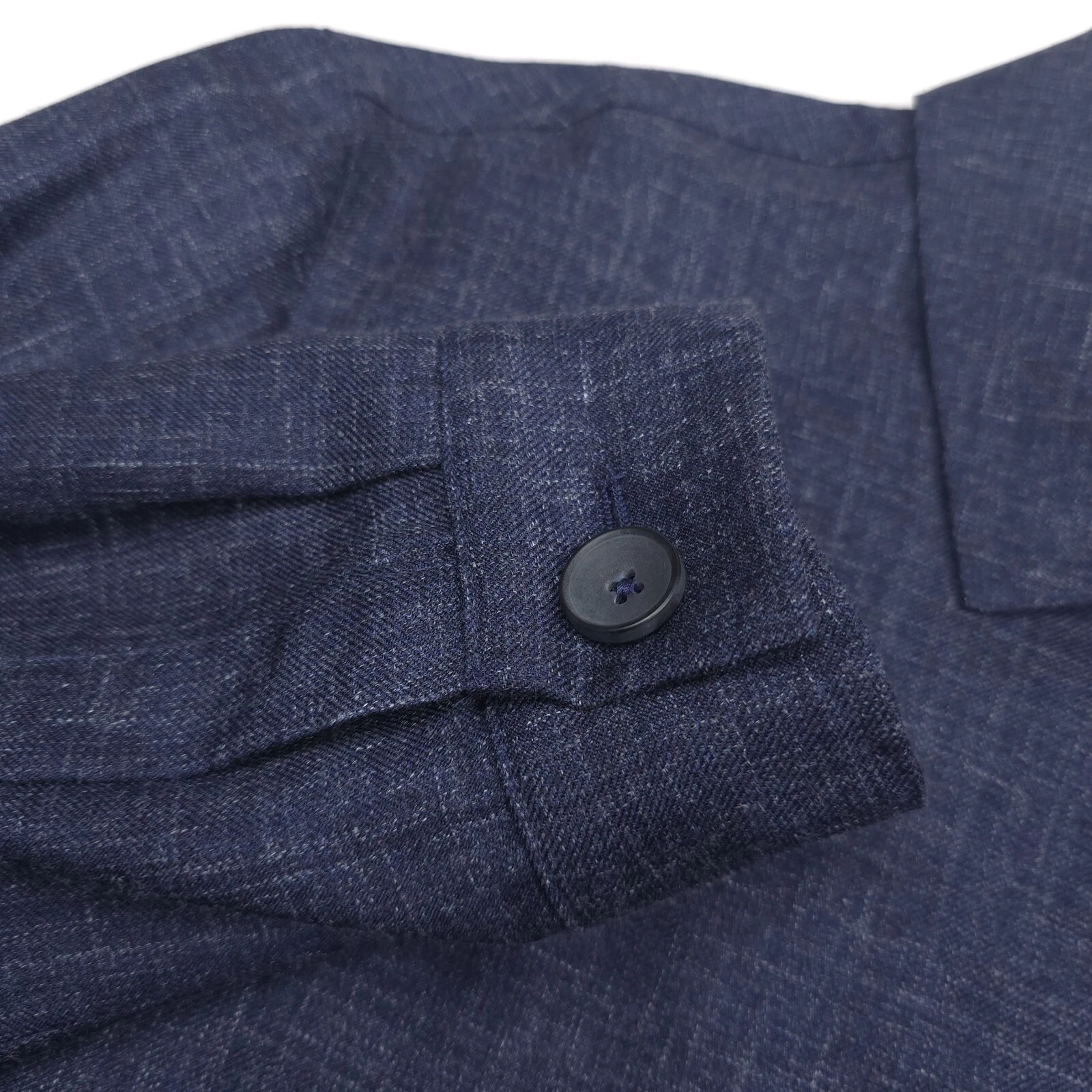 Bloomingdales Wool Chore Jacket Mens 42R Navy Blue Melange Micro Hopsack - product detail image 3