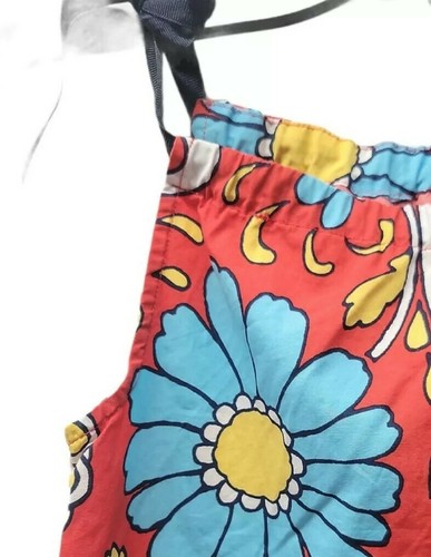 HANNA ANDERSSON Girls 110 5 6 Red Shift Dress Floral Ribbon Straps - Picture 2 of 8
