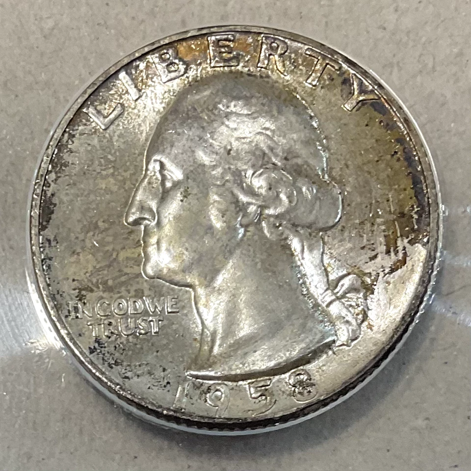 1958-D 25c Silver Washington Quarter MS 66 ANACS AMAZING GOLD TONING - Image 4 of 4