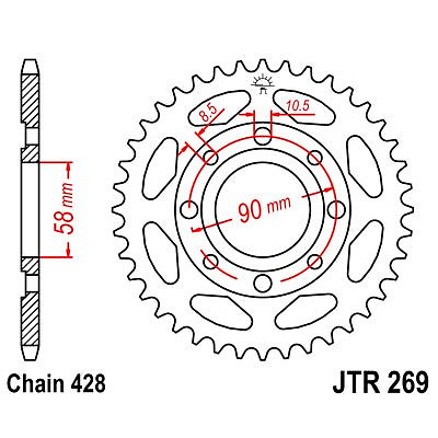 18456 - Compatible with DAELIM VS 125 125 1997-2008 Sprocket Steel Transmission 45 Teeth