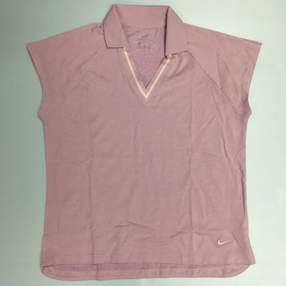 Nike Golf Burnout Knit Short Sleeve OLC Golf Polo Lilac Mist Womens Small NEW - Image 3 of 4