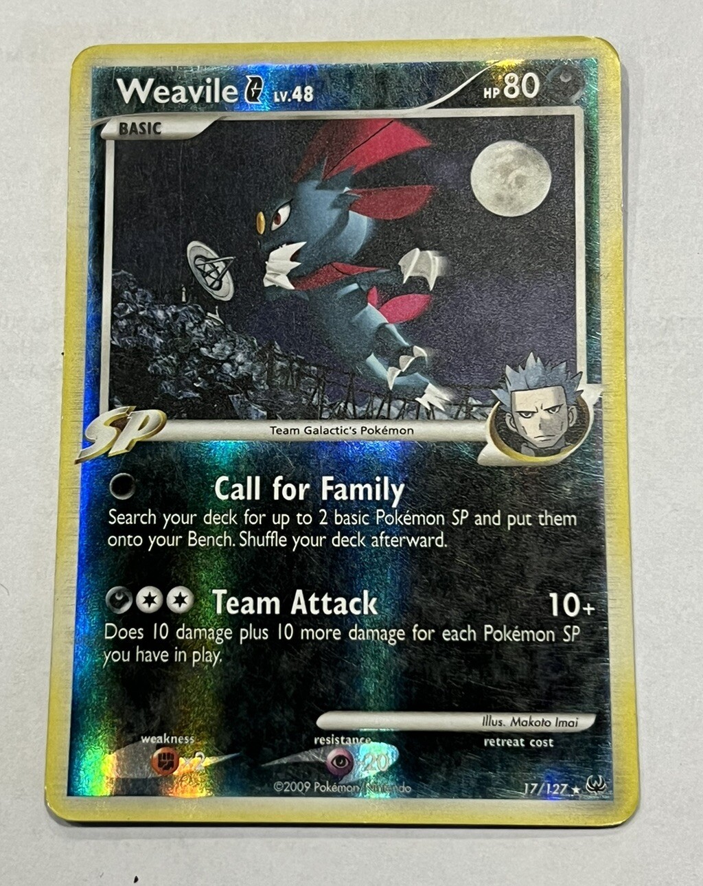 2009 Weavile G Lv.48 # 17/127 HOLO Pokemon Card Platinum Base Set HP80 Nintendo