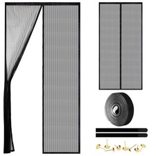 Magnetic Screen Door - Self Sealing, Heavy Fit Size 38 x 82 Inch, Black