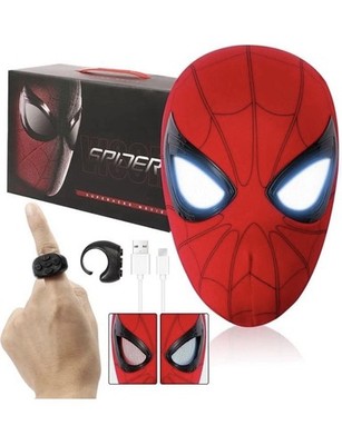 Spider Man Superhero Dynamic Mask - Remote LED Light & Moving Mech Eyes