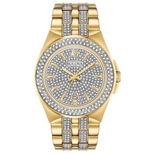 Bulova Crystal Men 98K102 Gold-tone Stainless Steel Watch
