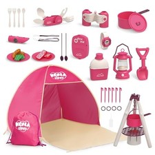 Kids Camping Set   an Outdoor Campfire Toy Set Featuring a Tent, Oil lamp, Pink