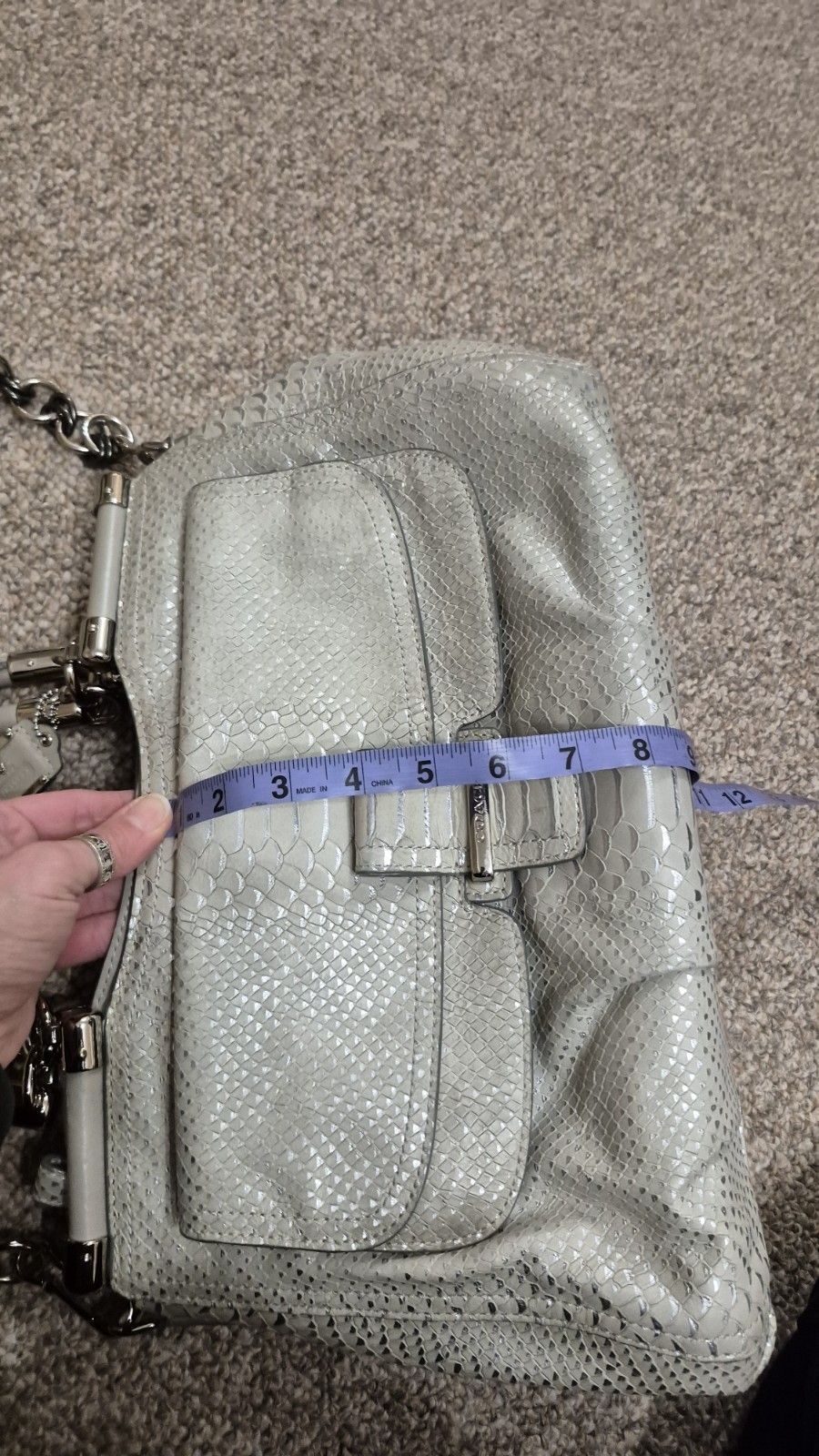 Coach Madison Pinnacle Python Embossed Gray/Silve… - image 16