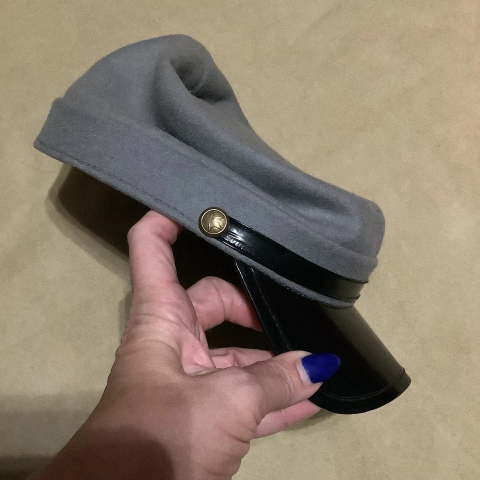 Civil War Confederate Rebel Soldier Wool Costume Hat South Calvary Gray - Image 2 of 4